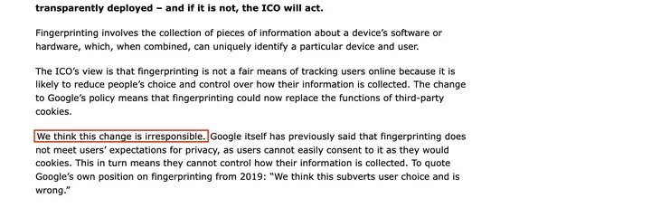 ICO 2024 年 12 月声明：谷歌的改变是不负责任的