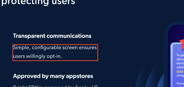 Bright SDK 官网：Simple, configurable screen ensures users willingly opt-in