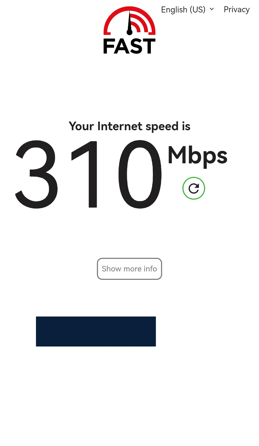 海连VPN 澳大利亚线路 Fast.com 单次下载 310 Mbps