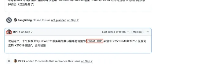RPRX 在 Xray-core #6714:Xray REALITY 服务端的默认策略将调整为 Client Hello 必须有 X25519MLKEM768